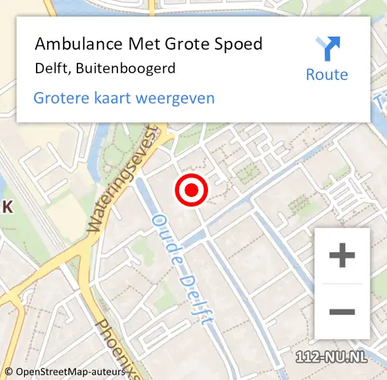 Locatie op kaart van de 112 melding: Ambulance Met Grote Spoed Naar Delft, Buitenboogerd op 18 augustus 2023 16:10