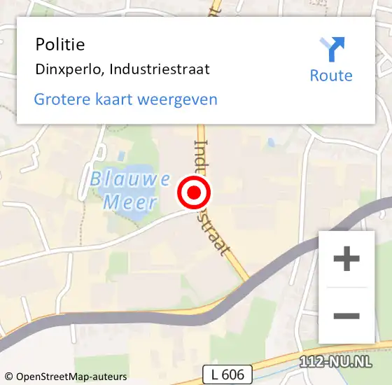 Locatie op kaart van de 112 melding: Politie Dinxperlo, Industriestraat op 18 augustus 2023 16:28