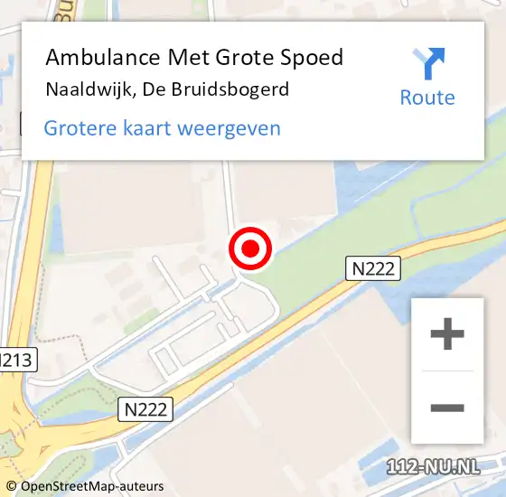 Locatie op kaart van de 112 melding: Ambulance Met Grote Spoed Naar Naaldwijk, De Bruidsbogerd op 18 augustus 2023 16:39