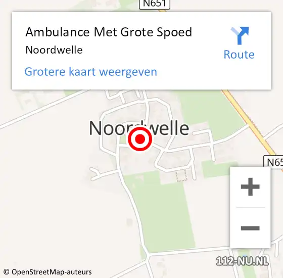 Locatie op kaart van de 112 melding: Ambulance Met Grote Spoed Naar Noordwelle op 18 augustus 2023 16:41