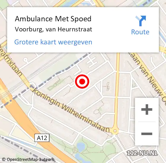 Locatie op kaart van de 112 melding: Ambulance Met Spoed Naar Voorburg, van Heurnstraat op 18 augustus 2023 16:46
