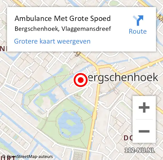 Locatie op kaart van de 112 melding: Ambulance Met Grote Spoed Naar Bergschenhoek, Vlaggemansdreef op 18 augustus 2023 16:57