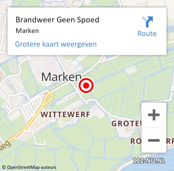 Locatie op kaart van de 112 melding: Brandweer Geen Spoed Naar Marken op 18 augustus 2023 16:59