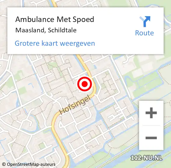 Locatie op kaart van de 112 melding: Ambulance Met Spoed Naar Maasland, Schildtale op 18 augustus 2023 17:37