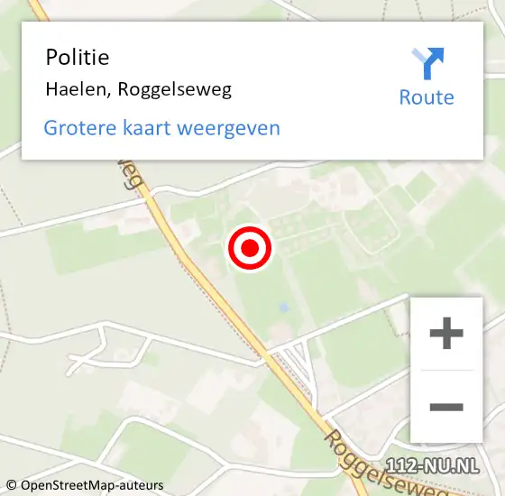 Locatie op kaart van de 112 melding: Politie Haelen, Roggelseweg op 18 augustus 2023 17:49