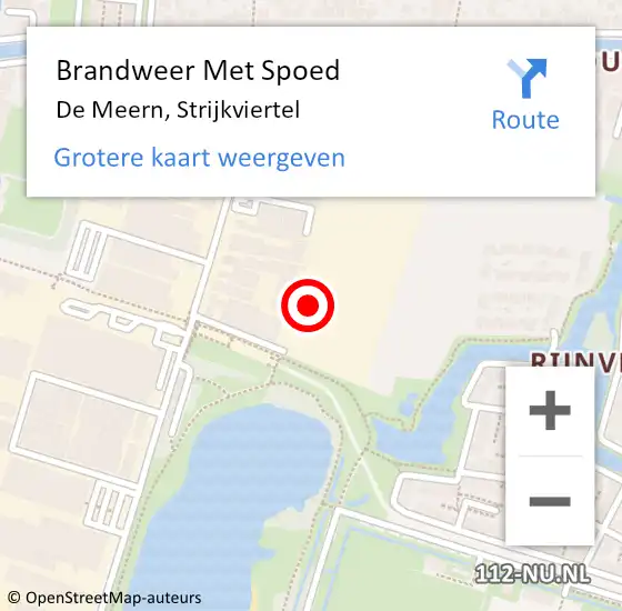 Locatie op kaart van de 112 melding: Brandweer Met Spoed Naar De Meern, Strijkviertel op 18 augustus 2023 18:02