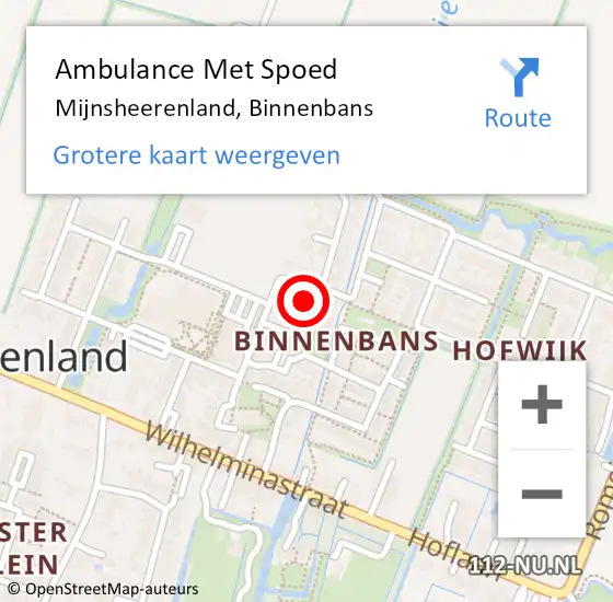 Locatie op kaart van de 112 melding: Ambulance Met Spoed Naar Mijnsheerenland, Binnenbans op 18 augustus 2023 18:07