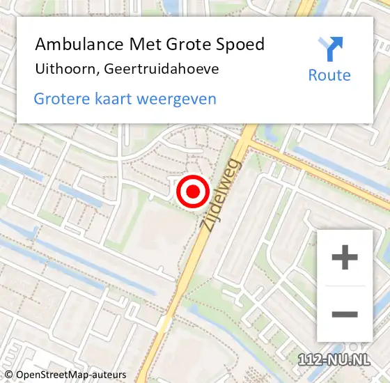 Locatie op kaart van de 112 melding: Ambulance Met Grote Spoed Naar Uithoorn, Geertruidahoeve op 18 augustus 2023 18:11