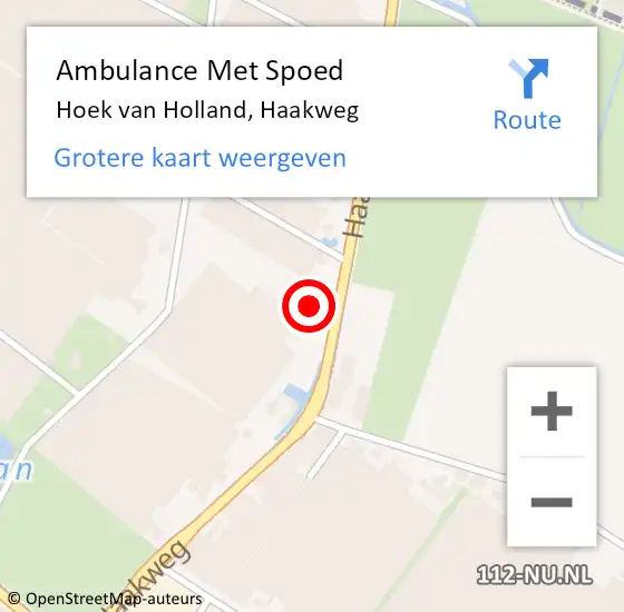Locatie op kaart van de 112 melding: Ambulance Met Spoed Naar Hoek van Holland, Haakweg op 18 augustus 2023 19:00