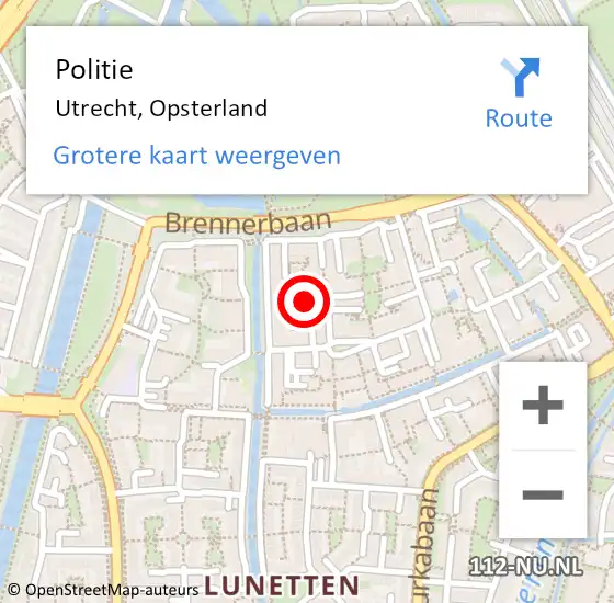 Locatie op kaart van de 112 melding: Politie Utrecht, Opsterland op 18 augustus 2023 19:01