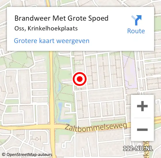 Locatie op kaart van de 112 melding: Brandweer Met Grote Spoed Naar Oss, Krinkelhoekplaats op 18 augustus 2023 19:05