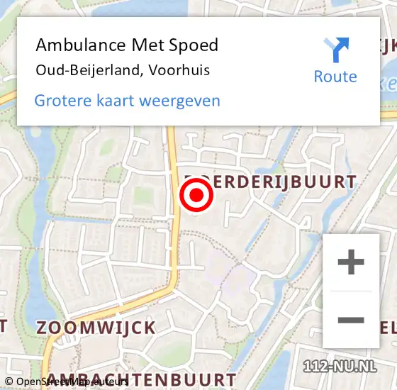 Locatie op kaart van de 112 melding: Ambulance Met Spoed Naar Oud-Beijerland, Voorhuis op 18 augustus 2023 20:03