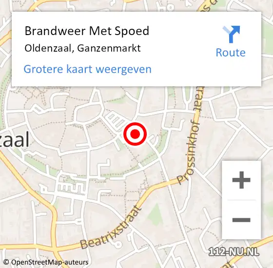 Locatie op kaart van de 112 melding: Brandweer Met Spoed Naar Oldenzaal, Ganzenmarkt op 18 augustus 2023 20:18