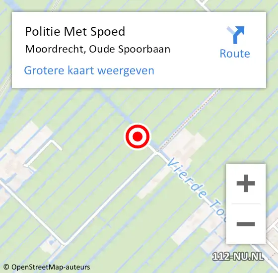 Locatie op kaart van de 112 melding: Politie Met Spoed Naar Moordrecht, Oude Spoorbaan op 18 augustus 2023 20:19