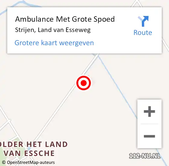 Locatie op kaart van de 112 melding: Ambulance Met Grote Spoed Naar Strijen, Land van Esseweg op 18 augustus 2023 20:25