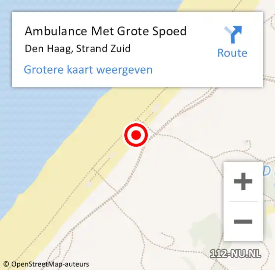 Locatie op kaart van de 112 melding: Ambulance Met Grote Spoed Naar Den Haag, Strand Zuid op 18 augustus 2023 20:29