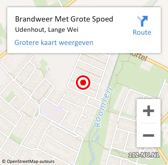 Locatie op kaart van de 112 melding: Brandweer Met Grote Spoed Naar Udenhout, Lange Wei op 18 augustus 2023 21:14