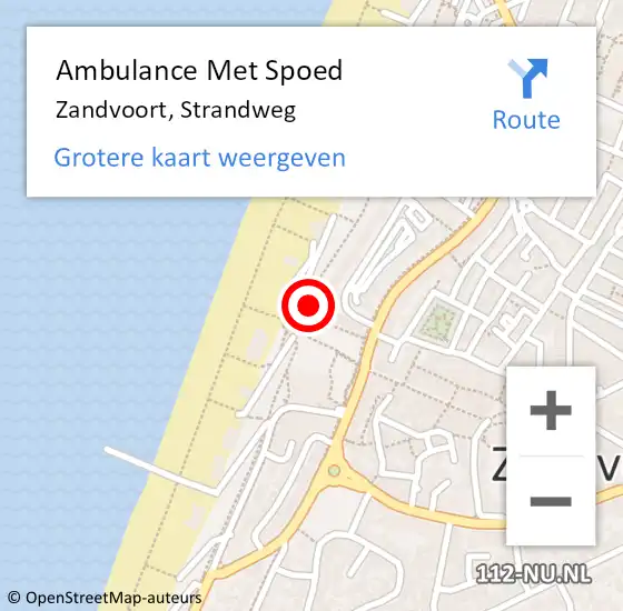 Locatie op kaart van de 112 melding: Ambulance Met Spoed Naar Zandvoort, Strandweg op 18 augustus 2023 21:16
