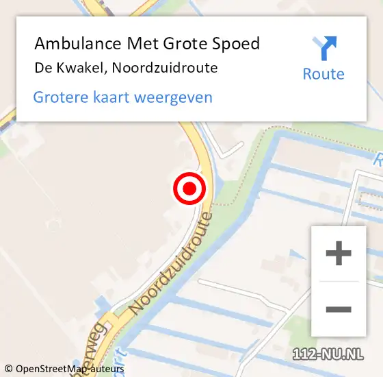 Locatie op kaart van de 112 melding: Ambulance Met Grote Spoed Naar De Kwakel, Noordzuidroute op 18 augustus 2023 21:19