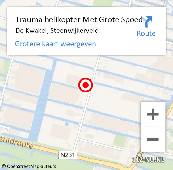 Locatie op kaart van de 112 melding: Trauma helikopter Met Grote Spoed Naar De Kwakel, Steenwijkerveld op 18 augustus 2023 21:20