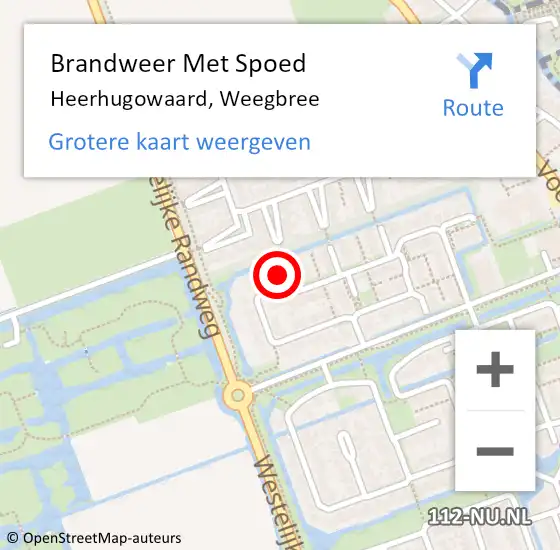 Locatie op kaart van de 112 melding: Brandweer Met Spoed Naar Heerhugowaard, Weegbree op 18 augustus 2023 22:35