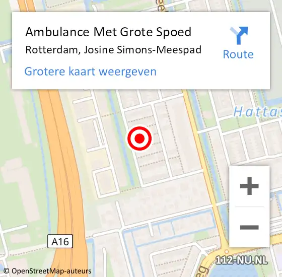 Locatie op kaart van de 112 melding: Ambulance Met Grote Spoed Naar Rotterdam, Josine Simons-Meespad op 18 augustus 2023 23:02