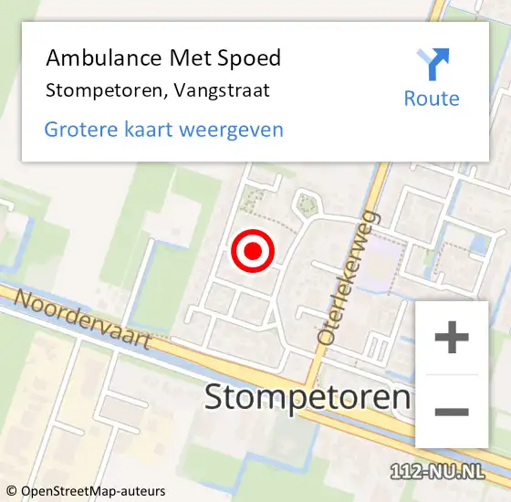 Locatie op kaart van de 112 melding: Ambulance Met Spoed Naar Stompetoren, Vangstraat op 18 augustus 2023 23:11