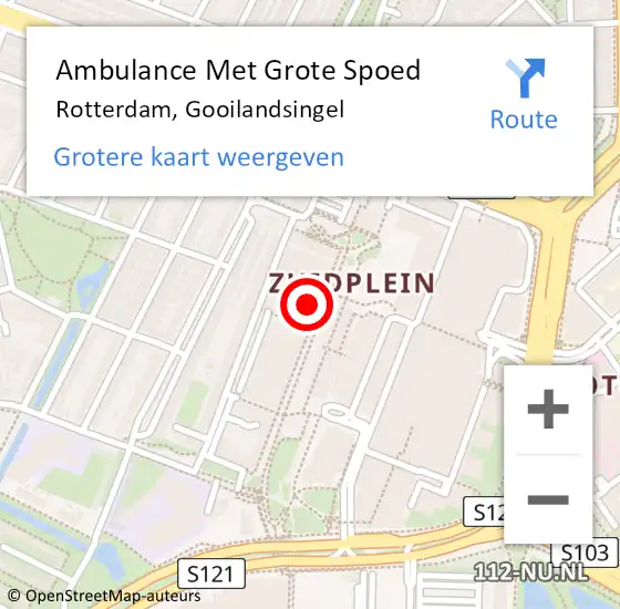 Locatie op kaart van de 112 melding: Ambulance Met Grote Spoed Naar Rotterdam, Gooilandsingel op 18 augustus 2023 23:11