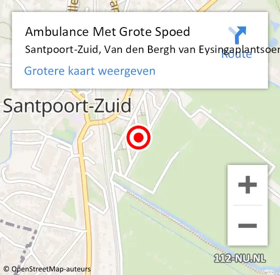 Locatie op kaart van de 112 melding: Ambulance Met Grote Spoed Naar Santpoort-Zuid, Van den Bergh van Eysingaplantsoen op 18 augustus 2023 23:12