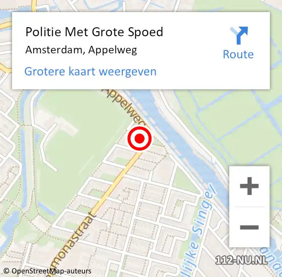 Locatie op kaart van de 112 melding: Politie Met Grote Spoed Naar Amsterdam, Appelweg op 18 augustus 2023 23:55