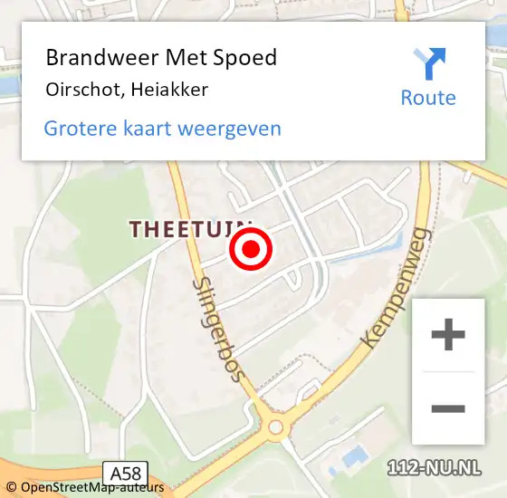 Locatie op kaart van de 112 melding: Brandweer Met Spoed Naar Oirschot, Heiakker op 19 augustus 2023 00:48