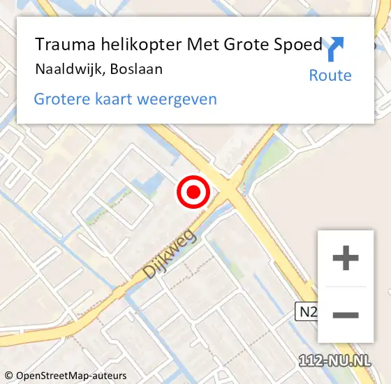 Locatie op kaart van de 112 melding: Trauma helikopter Met Grote Spoed Naar Naaldwijk, Boslaan op 19 augustus 2023 01:01