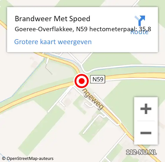 Locatie op kaart van de 112 melding: Brandweer Met Spoed Naar Goeree-Overflakkee, N59 hectometerpaal: 35,8 op 19 augustus 2023 01:07