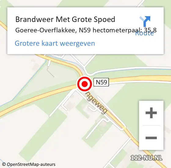 Locatie op kaart van de 112 melding: Brandweer Met Grote Spoed Naar Goeree-Overflakkee, N59 hectometerpaal: 35,8 op 19 augustus 2023 01:08