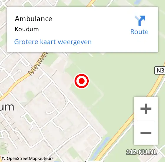 Locatie op kaart van de 112 melding: Ambulance Koudum op 19 augustus 2023 01:17