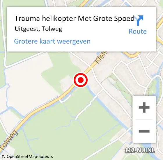 Locatie op kaart van de 112 melding: Trauma helikopter Met Grote Spoed Naar Uitgeest, Tolweg op 19 augustus 2023 01:19