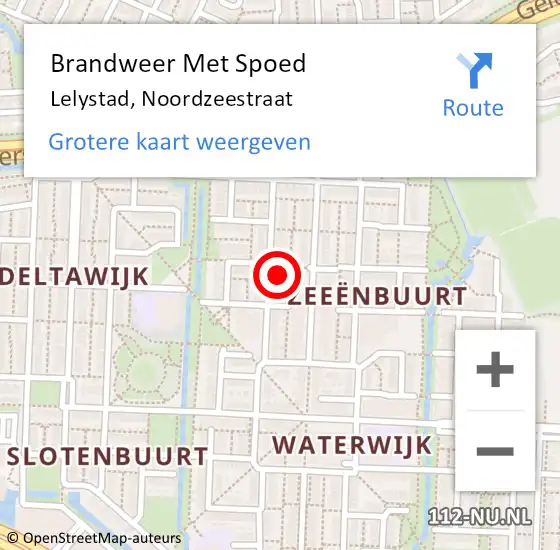 Locatie op kaart van de 112 melding: Brandweer Met Spoed Naar Lelystad, Noordzeestraat op 19 augustus 2023 02:15