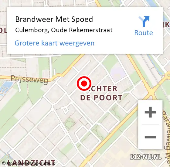 Locatie op kaart van de 112 melding: Brandweer Met Spoed Naar Culemborg, Oude Rekemerstraat op 19 augustus 2023 02:36