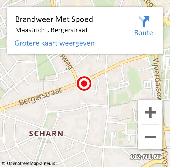 Locatie op kaart van de 112 melding: Brandweer Met Spoed Naar Maastricht, Bergerstraat op 19 augustus 2023 03:31