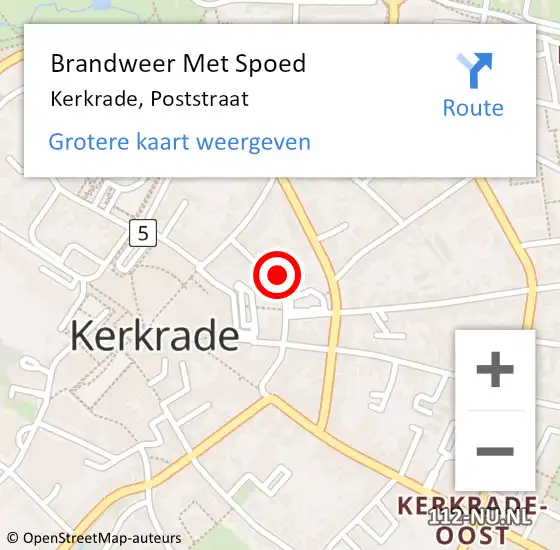 Locatie op kaart van de 112 melding: Brandweer Met Spoed Naar Kerkrade, Poststraat op 19 augustus 2023 03:56