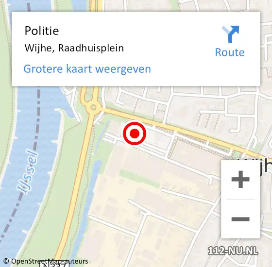 Locatie op kaart van de 112 melding: Politie Wijhe, Raadhuisplein op 19 augustus 2023 03:58