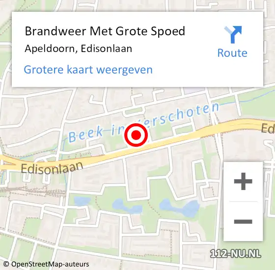 Locatie op kaart van de 112 melding: Brandweer Met Grote Spoed Naar Apeldoorn, Edisonlaan op 19 augustus 2023 04:31