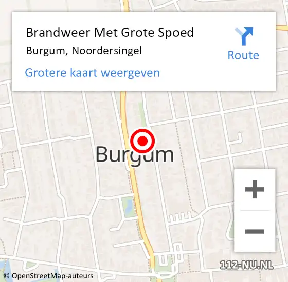 Locatie op kaart van de 112 melding: Brandweer Met Grote Spoed Naar Burgum, Noordersingel op 19 augustus 2023 05:28