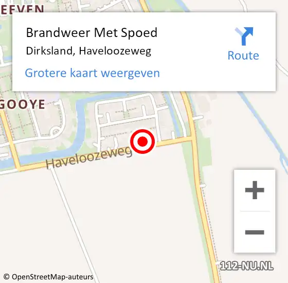 Locatie op kaart van de 112 melding: Brandweer Met Spoed Naar Dirksland, Haveloozeweg op 19 augustus 2023 05:50