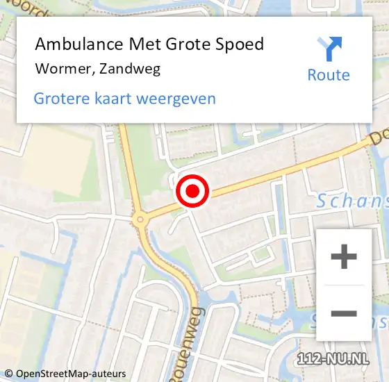 Locatie op kaart van de 112 melding: Ambulance Met Grote Spoed Naar Wormer, Zandweg op 19 augustus 2023 05:51