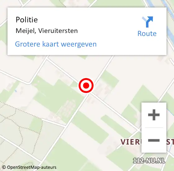Locatie op kaart van de 112 melding: Politie Meijel, Vieruitersten op 19 augustus 2023 07:38
