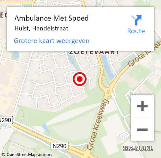Locatie op kaart van de 112 melding: Ambulance Met Spoed Naar Hulst, Handelstraat op 5 september 2014 09:46