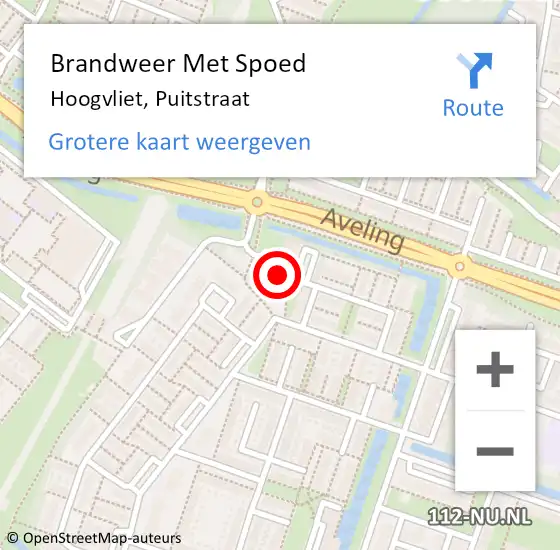 Locatie op kaart van de 112 melding: Brandweer Met Spoed Naar Hoogvliet, Puitstraat op 19 augustus 2023 08:03