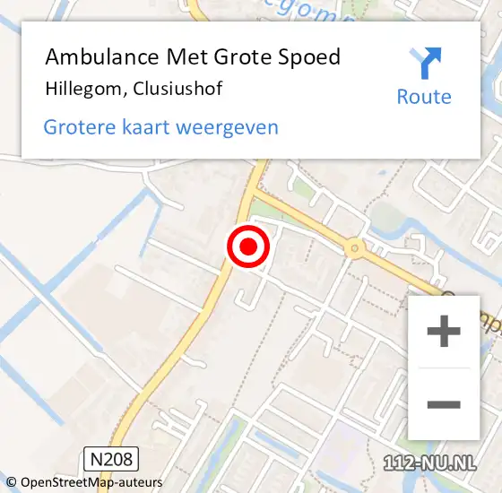 Locatie op kaart van de 112 melding: Ambulance Met Grote Spoed Naar Hillegom, Clusiushof op 19 augustus 2023 08:14