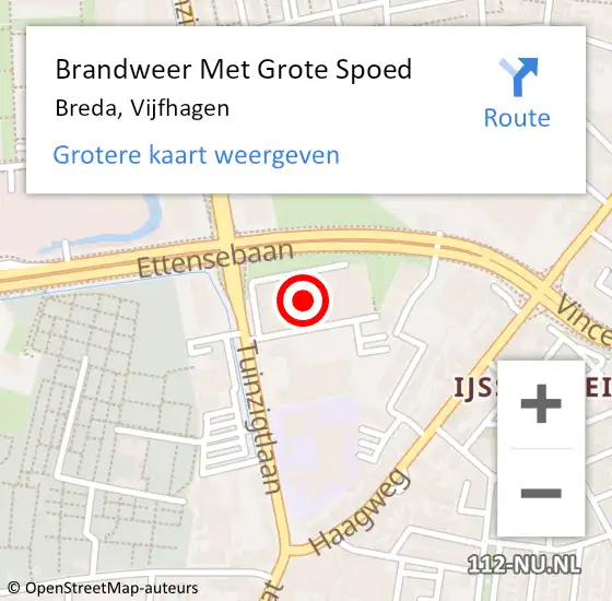 Locatie op kaart van de 112 melding: Brandweer Met Grote Spoed Naar Breda, Vijfhagen op 19 augustus 2023 08:39